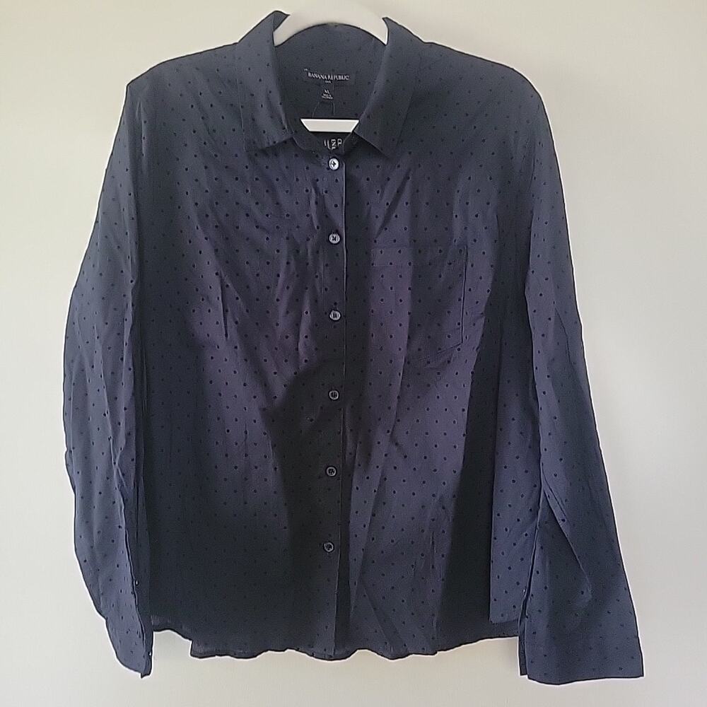 Women's Long Sleeve Button-Up Blouse Size XL Dark Romantic Workwear Office Chic